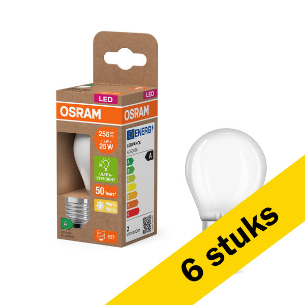 Aanbieding: 6x Osram LED lamp E27 | Kogel P45 | Ultra Efficient | Mat | 2700K | 1.2W (25W) LOS00931 - 1