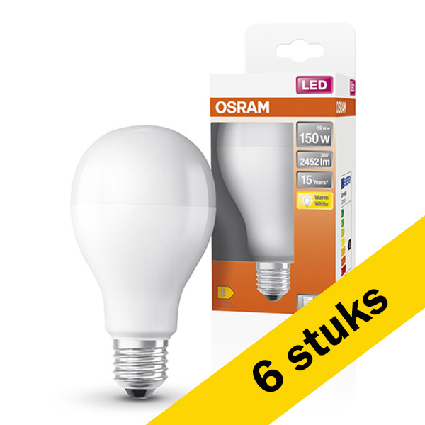 Osram Aanbieding: 6x Osram LED lamp E27 | Peer A60 | Mat | 2700K | 19W (150W)  LOS00125 - 1