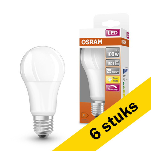 pumpe videnskabsmand Shetland Aanbieding: 6x Osram LED lamp E27 | Peer A60 | Mat | 2700K | Dimbaar | 14W  (100W) Osram 123led.nl