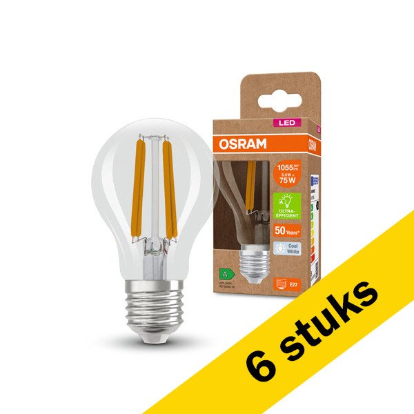 Aanbieding: 6x Osram LED lamp E27 | Peer A60 | Ultra Efficient | Filament | 4000K | 5W (75W) LOS00907 - 1