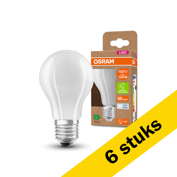 Aanbieding: 6x Osram LED lamp E27 | Peer A60 | Ultra Efficient | Mat | 4000K | 7.2W (100W) LOS00917 - 1