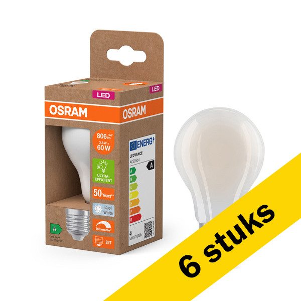 Aanbieding: 6x Osram LED lamp E27 | Peer A60 | Ultra Efficient | Mat | 4000K | Dimbaar | 3.8W (60W) LOS00885 - 1