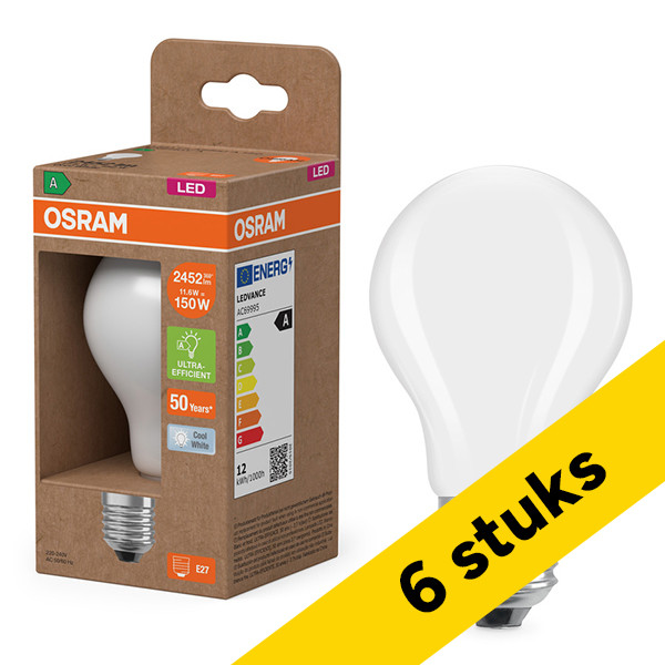Aanbieding: 6x Osram LED lamp E27 | Peer A70 | Mat | 4000K | 11.6W (150W) LOS01714 - 1