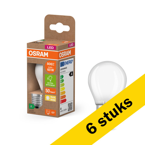 Aanbieding: 6x Osram LED lamp E27 | UltraEfficient | Kogel G45 | Wit | 2700K | 3.8W (60W) LOS00953 - 1