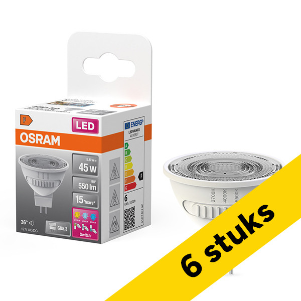 Aanbieding: 6x Osram LED lamp GU5.3 | MR16 | 2700-6500K | 5.6W (45W) LOS01130 - 1