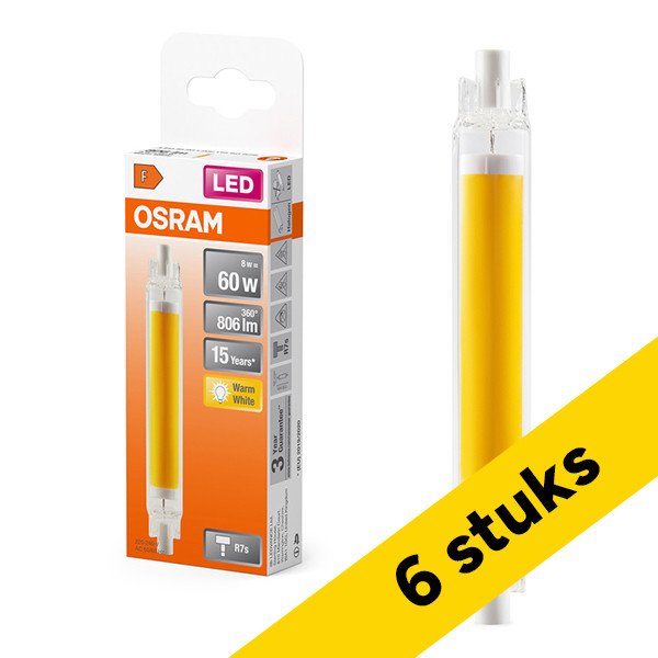 Aanbieding: 6x Osram LED lamp R7s | Staaflamp | 118mm | Helder | 2700K | 8W (60W) LOS01782 - 1