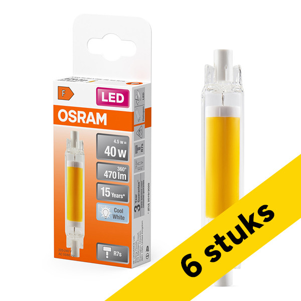 Aanbieding: 6x Osram LED lamp R7s | Staaflamp | 78mm | Helder | 4000K | 4.5W (40W) LOS01780 - 1