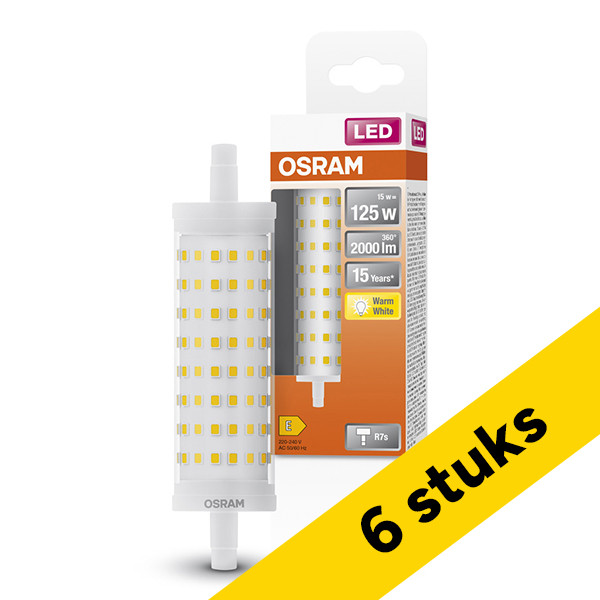 Aanbieding: 6x Osram led lamp R7s | Staaflamp | SMD | 118mm | 2700K | 15W (125W) LOS01400 - 1