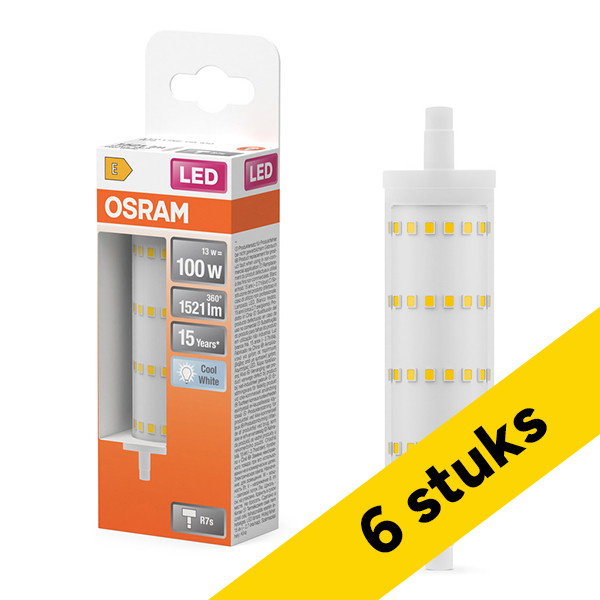 Aanbieding: 6x Osram led lamp R7s | Staaflamp | SMD | 118mm | 4000K | 13W (100W) LOS01396 - 1