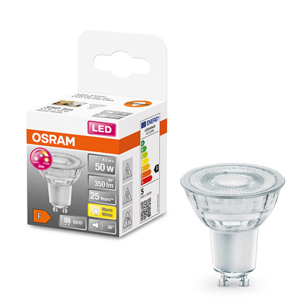 Osram GU10 LED spot | GlowDim | 1800-2700K | Dimbaar | 4.5W (50W)  LOS00370 - 1