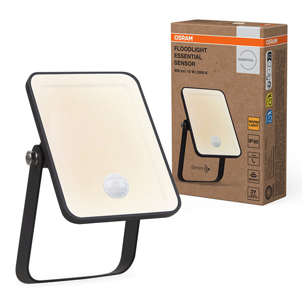 Osram LED Breedstraler met sensor | Beweging & schemer | 3000K | 750 lumen | IP65 | Zwart | 10W LOS02062 - 1