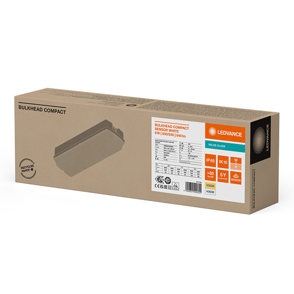 Osram LED Bulkhead lamp 9W | Rechthoek | Beweging & schemer | 3000-4000K | 840 lumen | IP65 | Wit LOS02290 - 2
