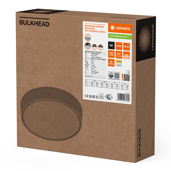 Osram LED Bulkhead lamp met sensor 10W | Rond | Beweging & schemer | 3000-4000K | 1220 lumen | IP65 | Zwart LOS02295 - 2