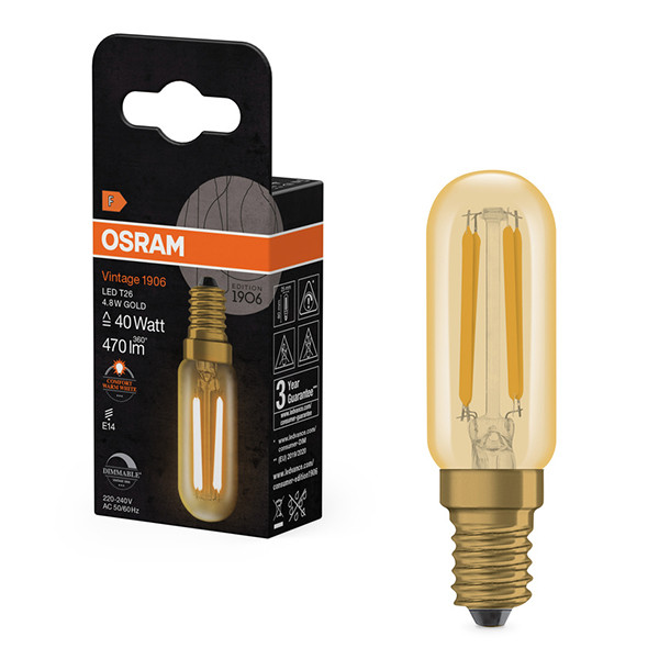 Osram LED lamp E14 | Buis | Vintage 1906 | Filament | Goud | 2200K | Dimbaar | 4.8W (40W) LOS02567 - 1