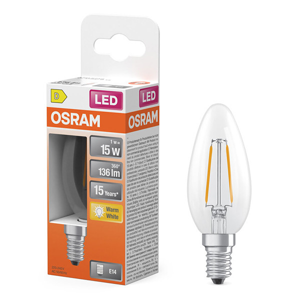 Osram LED lamp E14 | Kaars B35 | Filament | 2700K | 1W (15W) LOS01855 - 1