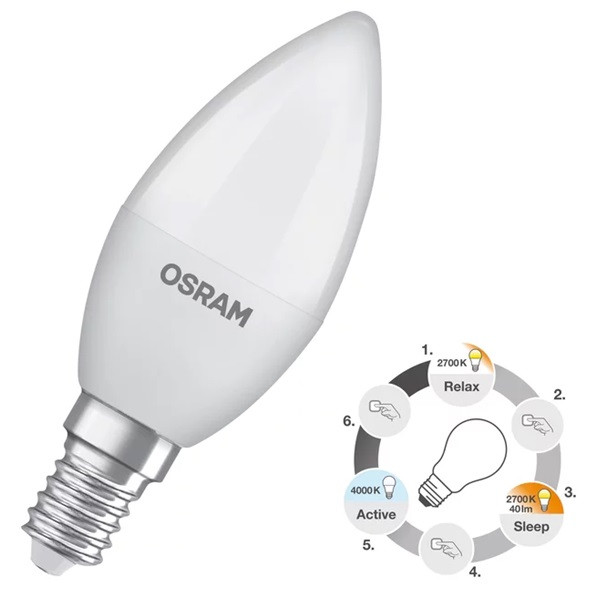Osram LED lamp E14 | Kaars B35 | Mat | 2700-4000K | 4.9W (40W)  LOS00772 - 1