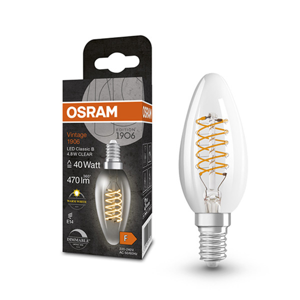 Osram LED lamp E14 | Kaars B35 | Vintage 1906 Spiral | Helder | 2700K | Dimbaar | 4.8W (40W)  LOS00461 - 1