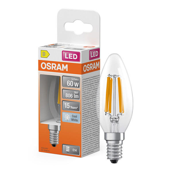 Osram LED lamp E14 | Kaars B40 | Filament | Helder | 4000K | 5.9W (60W) LOS02407 - 1