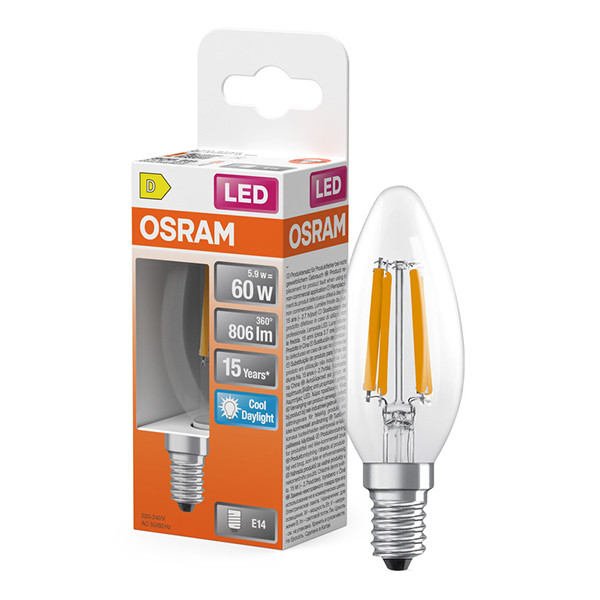 Osram LED lamp E14 | Kaars B40 | Filament | Helder | 6500K | 5.9W (60W) LOS02405 - 1