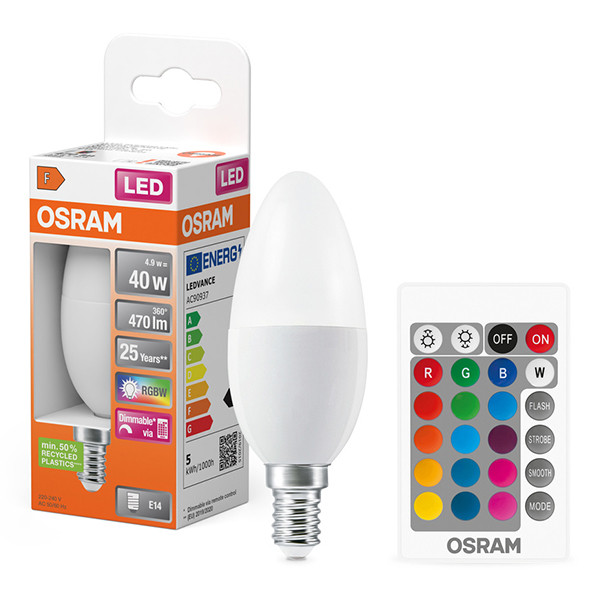 Osram LED lamp E14 | Kaars B40 | Mat | RGB + 2700K | Dimbaar | 4.9W (40W) LOS02649 - 1
