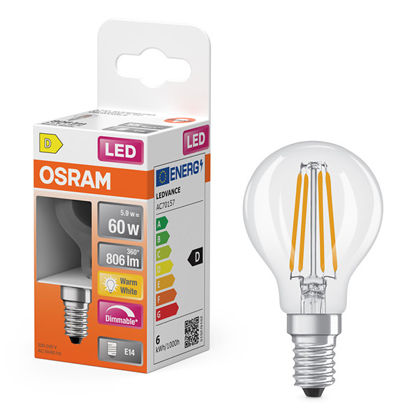 Osram LED lamp E14 | Kogel P45 | Filament | 2700K | Dimbaar | 5.9W (60W) LOS01223 - 1