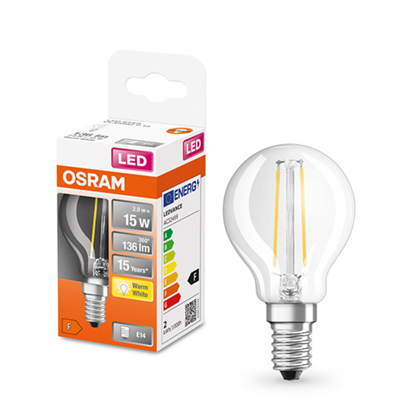 Osram LED lamp E14 | Kogel P45 | Filament | Helder | 2700K | 1.5W (15W)  LOS00180 - 1