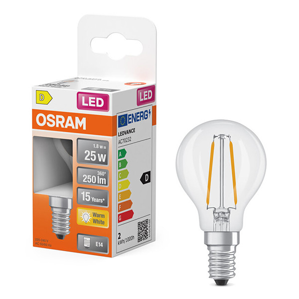 Osram LED lamp E14 | Kogel P45 | Filament | Helder | 2700K | 1.8W (25W) LOS01891 - 1