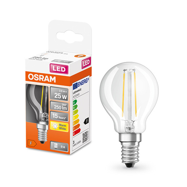 Osram LED lamp E14 | Kogel P45 | Filament | Helder | 2700K | 2.5W (25W)  LOS00184 - 1