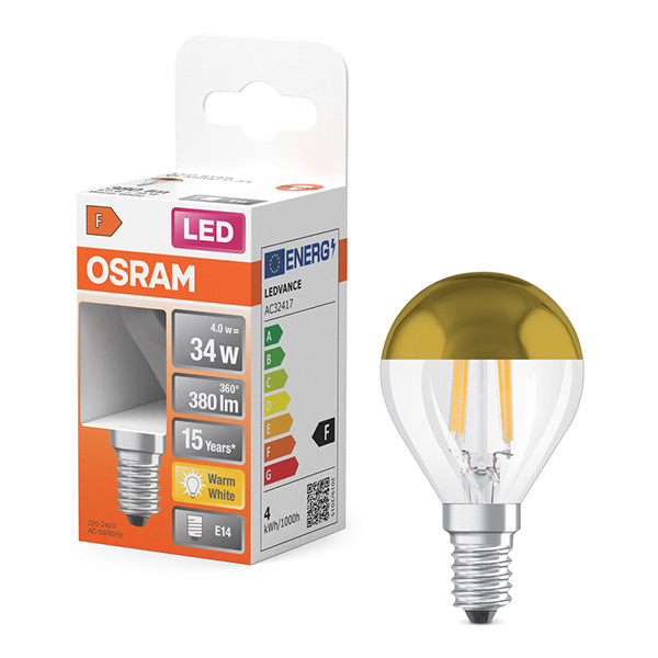 Osram LED lamp E14 | Kogel P45 | Filament | Kopspiegel | Goud | 2700K | 4W (34W)  LOS01697 - 1