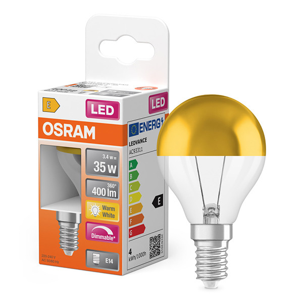 Osram LED lamp E14 | Kogel P45 | Kopspiegel | Goud | 2700K | Dimbaar | 3.4W (35W) LOS02413 - 1