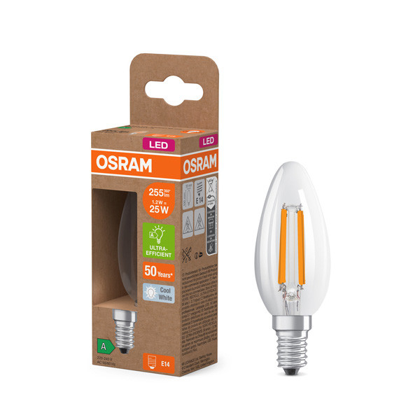 Osram LED lamp E14 | UltraEfficient | Kaars B35 | Filament | 4000K | 1.2W (25W) LOS00958 - 1