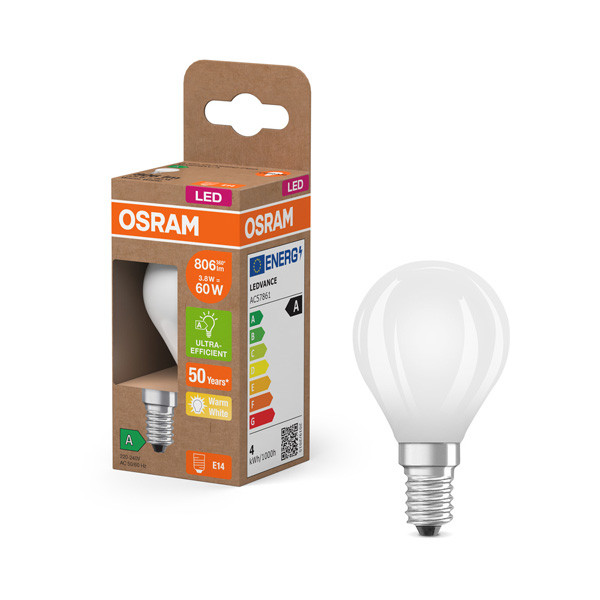 Osram LED lamp E14 | UltraEfficient | Kogel P45 | Mat | 2700K | 3.8W (60W) LOS00948 - 1