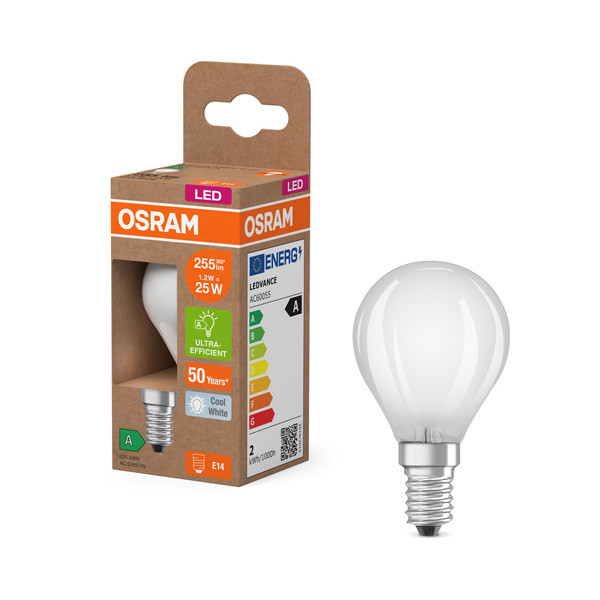 Osram LED lamp E14 | UltraEfficient | Kogel P45 | Mat | 4000K | 1.2W (25W) LOS00928 - 1