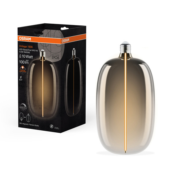 Osram LED lamp E27 | Elipse Oval 10 | Vintage 1906 Magnetic | Smoke | 1800K | Dimbaar | 4.8W (10W) LOS00816 - 1