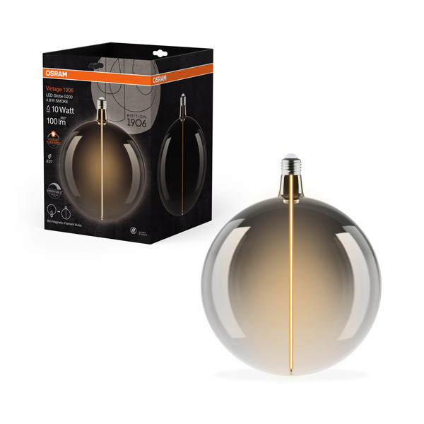 Osram LED lamp E27 | Globe 200 | Vintage 1906 Magnetic | Smoke | 1800K | Dimbaar | 4.8W (10W)  LOS00817 - 1