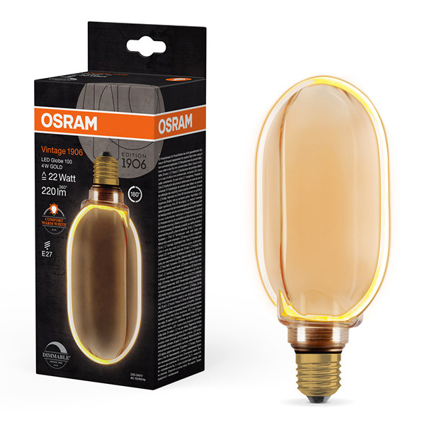 Osram LED lamp E27 | Globe G100 | Vintage 1906 | Filament | Goud | 1800K | Dimbaar | 4W (22W)  LOS01751 - 1