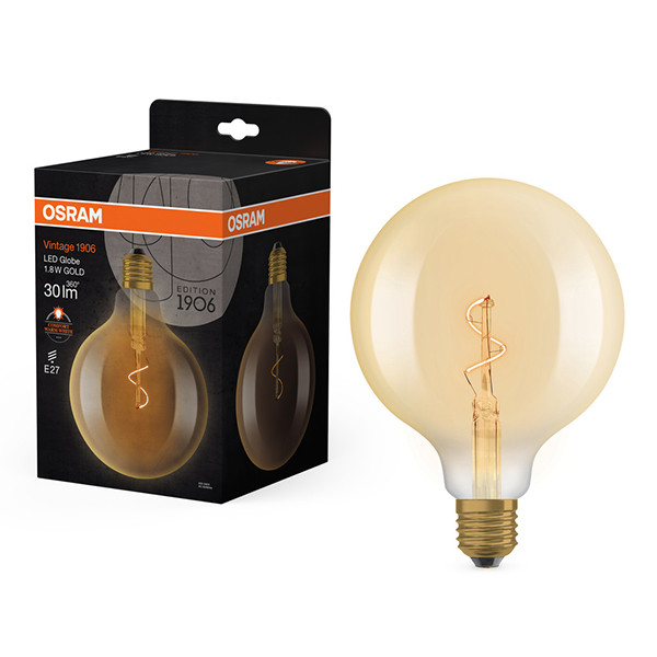 Osram LED lamp E27 | Globe G125 | Vintage 1906 | Filament | Goud | 2200K | 1.8W (0W) LOS02581 - 1