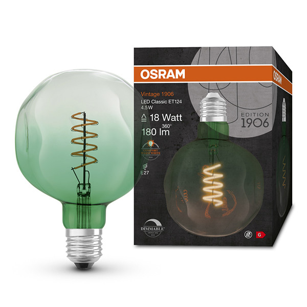 Osram LED lamp E27 | Globe G125 | Vintage 1906 | Filament | Groen | 1600K | Dimbaar | 4.5W (18W)  LOS01439 - 1