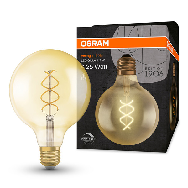 Osram LED lamp E27 | Globe G125 | Vintage 1906 | Filament | Helder | 2000K | Dimbaar | 4W (28W) LOS02541 - 1