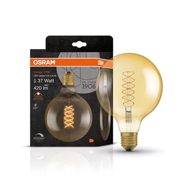 Osram LED lamp E27 | Globe G125 | Vintage 1906 Spiral | Goud | 2200K | Dimbaar | 4.8W (37W)  LOS00501 - 1