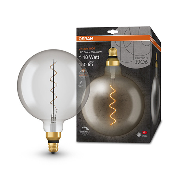 Osram LED lamp E27 | Globe G200 | Vintage 1906 Spiral | Smoke | 1800K | Dimbaar | 4.8W (16W)  LOS00473 - 1