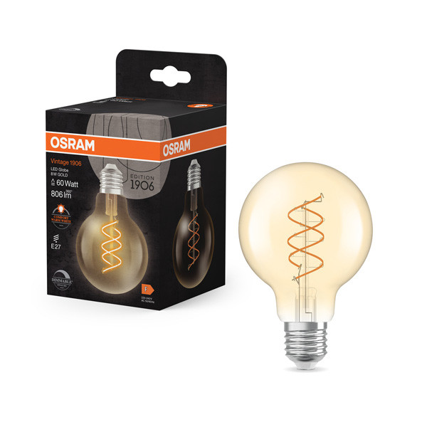 Osram LED lamp E27 | Globe G80 | Filament | Goud | 2200K | Dimbaar | 8W (60W) LOS00838 - 1