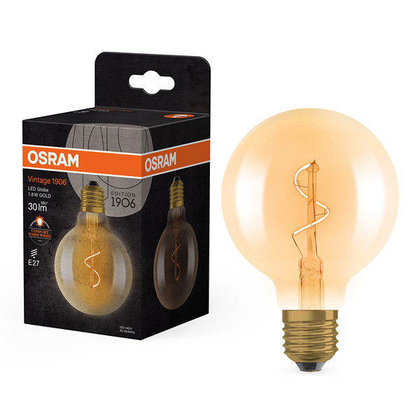 Osram LED lamp E27 | Globe G80 | Vintage 1906 | Filament | Goud | 2200K | 1.8W (0W) LOS02575 - 1