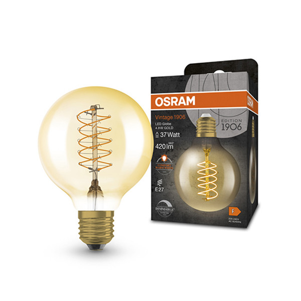 Osram LED lamp E27 | Globe G80 | Vintage 1906 Spiral | Goud | 2200K | Dimbaar | 4.8W (37W)  LOS00493 - 1