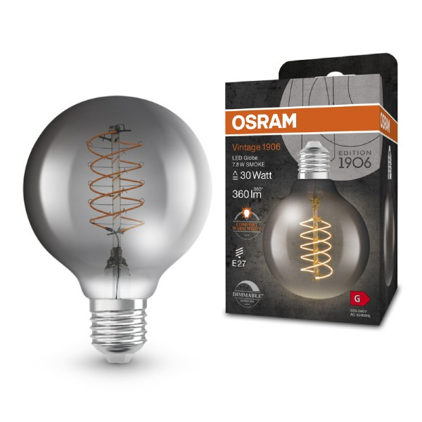 Osram LED lamp E27 | Globe G80 | Vintage 1906 Spiral |  Smoke | 1800K | Dimbaar | 7.8W (30W)  LOS00467 - 1
