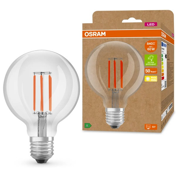 Osram LED lamp E27 | Globe G95 | Ultra Efficient | Filament | 3000K | 3.8W (60W)  LOS00234 - 1
