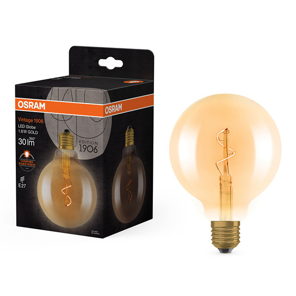 Osram LED lamp E27 | Globe G95 | Vintage 1906 | Filament | Goud | 2200K | 1.8W (0W) LOS02579 - 1