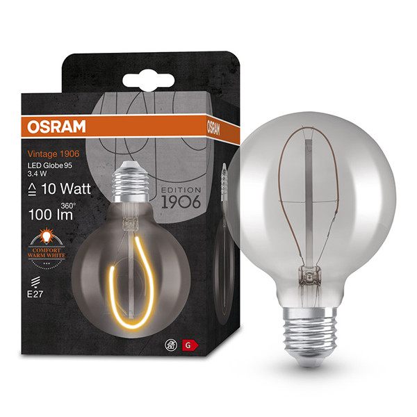 Osram LED lamp E27 | Globe G95 | Vintage 1906 | Filament | Smoke | 1800K | 3.4W (10W)  LOS01461 - 1