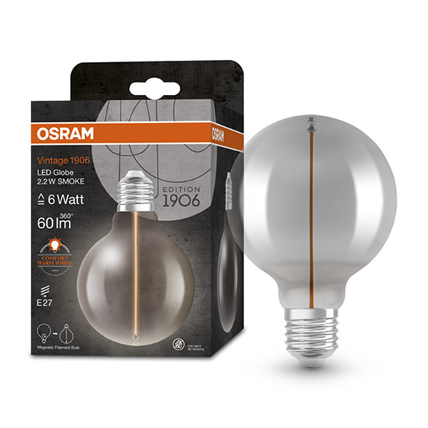 Osram LED lamp E27 | Globe G95 | Vintage 1906 Magnetic | Smoke | 1800K | 2.2W (6W)  LOS00541 - 1