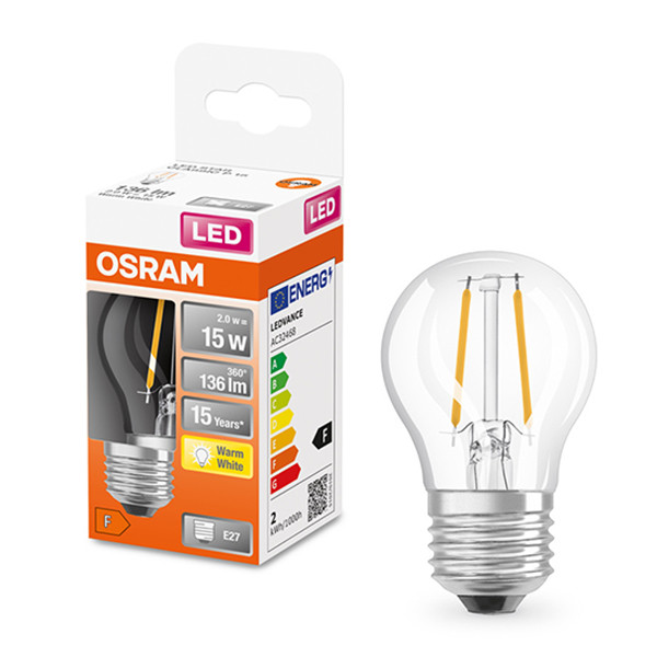 Osram LED lamp E27 | Kogel P45 | Filament | Helder | 2700K | 1.5W (15W)  LOS00178 - 1
